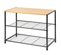 AKTIVE MAX Home Zapatero metálico Entrada recibidor, 48 x 63 x 114 cm, 3 estantes, Madera y Acero Negro, Máx. 8 kg, Estilo Industrial, Abierto, Estantería para Zapatos, Organización Calzado (18426)