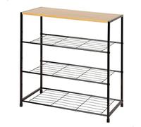 AKTIVE MAX Home Zapatero metálico, Entrada recibidor, 63 x 30 x 63 cm, 4 estantes, Madera y Acero Negro, Máx. 10 kg, Estilo Industrial, Abierto, Estantería para Zapatos, Organización Calzado (18427)