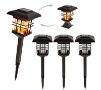 AKTIVE - Pack 4 luces solares, Antorcha solar, Luz efecto fuego, Antorchas de jardín, 8 horas de duración, impermeable, Incluye 1 pila recargable, Antorchas jardín LED, 13.5x46 cm