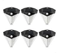 AKTIVE Pack 6 Apliques LED solares, 80 lúmenes, Sensor de movimiento, 3 intensidades, 36 LEDs, Detección 3-5 m, Batería solar, Autonomía 6-8 h, IP44, Fácil instalación (61571)