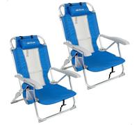 Aktive - Pack de 2 sillas de playa plegables, respaldo reclinable, 5 posiciones, convertibles en tumbona, tamaño 49x56x78 cm, de aluminio y textileno, resoaldo con rejilla, cojín acolchado, asa de