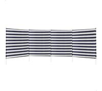 Aktive - Paravientos playa, 320x100 cm, blanco y azul a rayas, Tejido poliéster, varillas aluminio 125 cm, revestimiento plateado, funda de transporte con asa, cortavientos plegable