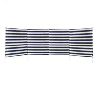 Aktive - Paravientos playa, 320x100 cm, blanco y azul a rayas, Tejido poliéster, varillas aluminio 125 cm, revestimiento plateado, funda de transporte con asa, cortavientos plegable