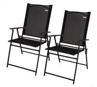 AKTIVE Set 2 sillas Plegables, Fabricadas de textileno y Acero, Plegado Slim Efecto Plano, Color Negro, con reposabrazos, Máx. 110 kg, Diseño Ligero y Compacto, Ideales para jardín o terraza (61147)