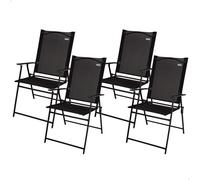 AKTIVE Set 4 sillas Plegables, Fabricadas de textileno y Acero, Plegado Slim Efecto Plano, Color Negro, con reposabrazos, Máx 110 kg, Diseño Ligero y Compacto, Optimas para jardín o terraza (61146)
