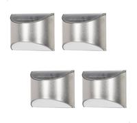 AKTIVE Set de 4 apliques solares LED, Luz blanca 5-10 lúmenes, acero inoxidable, Para pared, Resistente al agua IP44, Autonomía hasta 8 horas, Iluminación exterior para terraza y balcón (61581)