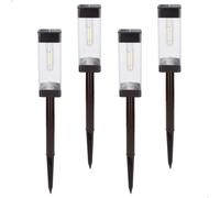 Aktive Set de 4 balizas solares LED 6 lúmenes – luz cálida, con estaca, IP44, autonomía 8h (61575)