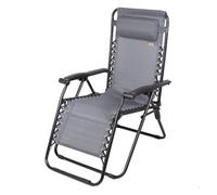 Aktive Tumbona plegable de jardín 61166 – Gris, gravedad cero, acero, soporta 110 kg