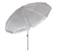 Aktive Sombrilla de playa 62487 – D220 cm UV50 Gris plateado, 10 varillas, mástil acero, funda
