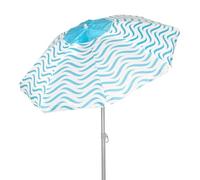 AKTIVE Sombrilla de playa antiviento 200 cm, 8 varillas de fibra de vidrio, Diseño olas de playa, Ventilación superior, Protección UV50, Mástil de acero inclinable, 28/32 mm, Incluye funda (62440)