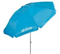 AKTIVE Sombrilla de Playa antiviento, 240 cm, Azul, 8 Varillas, Protección Solar, UV50, inclinable, Regulable Altura, con ventilación y Bolsa Transporte PRIMERA CALUIDAD