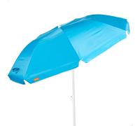 Aktive - Sombrilla de playa azul, plegado compacto, 180 cm, protección UV50, mástil acero inclinable y regulable en altura, tejido poliéster, 8 varillas, incluye funda transporte con asa, sombrillas