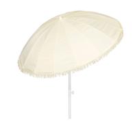 Aktive - Sombrilla playa inclinable 200 cm, parasol portátil con mástil acero, diseño con flecos, protección solar UV50, poliéster resistente, 16 varillas, funda transporte, accesorios verano,