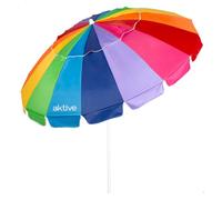 Aktive Sombrilla de playa D200 cm – Mástil acero 28/32 mm, nylon, UV50, 16 varillas, multicolor