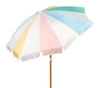 Aktive - Sombrilla playa 8 varillas 200 cm, mástil inclinable, diseño retro, protección UV50, estructura con varillas de fibra de vidrio y mástil de acero resistente, incluye funda de transporte,