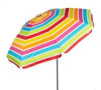 Aktive - Sombrilla playa a rayas multicolor, protección UV50, mástil acero inclinable y regulable en altura, tejido poliéster Oxford, 8 varillas, incluye funda transporte con asa, sombrillas de playa