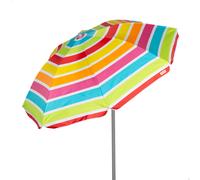Aktive - Sombrilla playa a rayas multicolor, protección UV50, mástil acero inclinable y regulable en altura, tejido poliéster Oxford, 8 varillas, incluye funda transporte con asa, sombrillas de playa