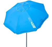 Aktive - Sombrilla playa antiviento.180/200 /220/240 cm, Max Air, azul, forma octogonal, poliéster con protección UV50 y revestimiento plateado, 8 varillas fibra de vidrio, mástil inclinable Ø28/32