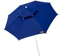Aktive - Sombrilla playa antiviento 280 cm, sombrilla playa grande, forma octogonal, rojo o rojo, poliéster con protección UV30, 8 varillas fibra de vidrio, mástil Ø28/32 mm, resistente, incluye funda