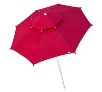 Aktive - Sombrilla playa antiviento 280 cm, sombrilla playa grande, forma octogonal, rojo o rojo, poliéster con protección UV30, 8 varillas fibra de vidrio, mástil Ø28/32 mm, resistente, incluye funda