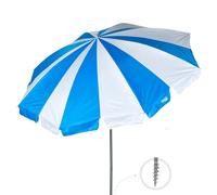 AKTIVE, Sombrilla playa grande, Franjas azul y blanco, Protección UV50, Mástil acero, Inclinable y regulable en altura, Tejido poliéster Oxford, Sombrilla para la playa, Sombrillas grandes, Sombrilla