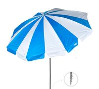 AKTIVE, Sombrilla playa grande, Franjas azul y blanco, Protección UV50, Mástil acero, Inclinable y regulable en altura, Tejido poliéster Oxford, Sombrilla para la playa, Sombrillas grandes, Sombrilla