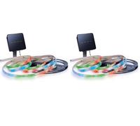 AKTIVE Tira LED Solar Autoadhesiva Multicolor, 90 Luces, 3 m de Luz Multicolor y 4 m de Extensión Total, Sistema de Carga Solar con 5 Lúmenes, Protección IP44 (Paquete de 2)