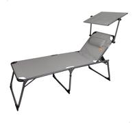 Aktive Tumbona de playa plegable de aluminio con parasol textileno gris 193x67x48/96 cm