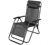 AKTIVE Tumbona jardín plegable, Color negro, 52x68x104 cm, Gravedad cero, Estructura acero, Tejido textileno, Soporta 110 kg, Antivuelco, Cojín acolchado, Hamaca terraza exterior (61165)