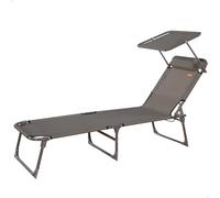 Aktive Tumbona plegable con parasol Textileno Gris 193x53x30/75 cm