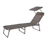 Aktive Tumbona Plegable con Parasol Textileno Gris 193x53x30/75 cm
