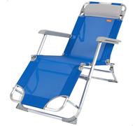 Aktive Tumbona plegable de playa multiposición azul con cojín