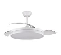 Akunadecor - NOVEDAD aspas en acabado MATE, ventilador con motor DC 6 velocidades funcion brisa, Tecnología Led 48W sistema CCT 5040 Lúmenes, Control remoto, temporizador, luz regulable en color e int