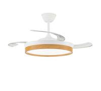 AKUNADECOR Ventilador de techo Fragata S Blanco madera clara con luz LED, motor DC silencioso y temporizador