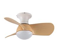 Akunadecor - Ventilador de techo modelo KUKI blanco madera, motor DC 6 velocidades Tecnología Led 20W sistema CCT 2000 Lúmenes, Control remoto con temporizador, luz regulable en color e intensidad, Me