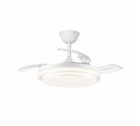 Akunadecor - Ventilador de techo modelo PAMPIN L blanco, Smart app, motor DC 6 velocidades Tecnología Led 60W sistema CCT 6300 Lúmenes, Control remoto temporizador, regulable en color e intensidad,