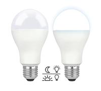 Akynite Bombilla Crepuscular LED Exterior E27 12W Luz Fria 6000K, 1200LM, CA 230V, Automatica Bombillas LED E27 con Sensor Crepuscular Equivalente a 100W, Farola Exterior para Jardin, pack de 2