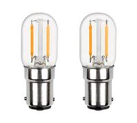 Akynite Bombilla para máquina de coser B15 2W LED blanco cálido 2700 K, CA 220-240 V, bombillas pequeñas de bayoneta pigmea de repuesto para 15 W BA15D, 2 bombillas LED COB SBC de contacto para luces