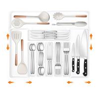 ALAIFU Organizador cubiertos cubertero organizador cajones cocina, antideslizante y resistente al agua sin BPA 9 compartimentos, gran capacidad, extensible 33-36.8 hasta 48.2-55.8 cm ahorro de espacio