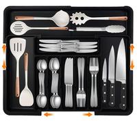 ALAIFU Organizador cubiertos cubertero organizador cajones cocina, antideslizante y resistente al agua sin BPA 9 compartimentos, gran capacidad, extensible 33-36.8 hasta 48.2-55.8 cm ahorro de espacio