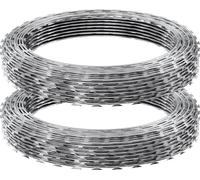 Alambre de púas afiladas, 98 pies de alambre de púas con filo, 2 rollos de valla de alambre de púas afiladas, valla de alambre de púas afiladas, alambre de púas galvanizado, rollos de alambre de púas