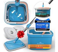 ALANBERG Fregona, Mopas De Limpieza Suelos, 2 Microfibras, Cubo, Azul