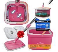 ALANBERG Fregona, Mopas De Limpieza Suelos, 2 Microfibras, Cubo, Rosa