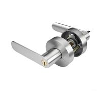 Alanmoship Cerradura de puerta esférica de aluminio con mecanismo de palanca de tres barras para baño, dormitorio, cocina, manija interior moderna, acabado plateado, accesorios de repuesto (plata)