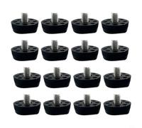 Alanmoship Pies niveladores ajustables M8 resistentes, con insertos de tubo cuadrado de 20 x 20 mm para un ajuste estable de la altura de los muebles, base antideslizante negra, paquete de 16 (m8 x 10