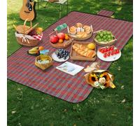 Alaoo Manta de Picnic Impermeable, 150 x 200 cm Portátil Plegable,Rojo