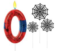 Alaoo Velas de Araña Cumpleaños con Números 0,Vela Roja y Azul Vela Araña Numérica de Cumpleaños,Vela de Cumpleaños con Temática Araña, para Niños Niñas Pastel de Cumpleaños Suministros Fiestas