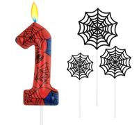Alaoo Velas de Araña Cumpleaños con Números 1,Vela Roja y Azul Vela Araña Numérica de Cumpleaños,Vela de Cumpleaños con Temática Araña, para Niños Niñas Pastel de Cumpleaños Suministros Fiestas