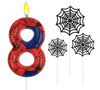 Alaoo Velas de Araña Cumpleaños con Números 8,Vela Roja y Azul Vela Araña Numérica de Cumpleaños,Vela de Cumpleaños con Temática Araña, para Niños Niñas Pastel de Cumpleaños Suministros Fiestas