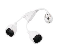 Alargadera Doble Enchufe, Alargador Enchufe 2 en 1, 250 V, 16 A, 3680 W, Exterior IP44 H05VV-F 3G 1,5mm² Cable Alargador de Corriente con 2 Schuko para Uso doméstico y de Oficina, Blanco